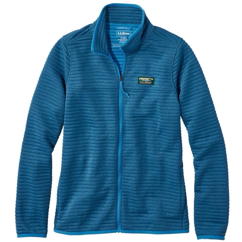 L.L. Bean Women's Airlight Knit Full-Zip Large Light Ocean Heather Blue Jacket